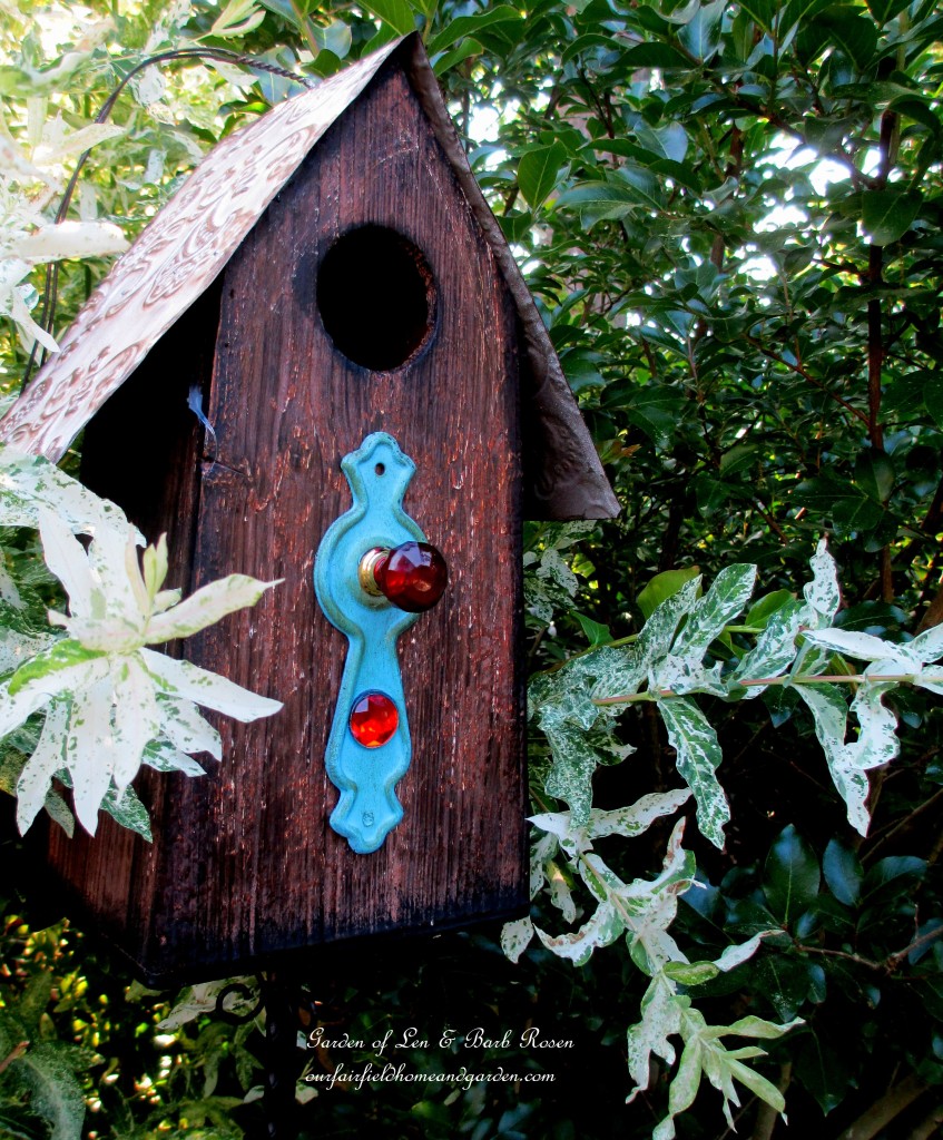 tin roofed birdhouse https://lolajack.jp.net/garden-walk-june-1st/