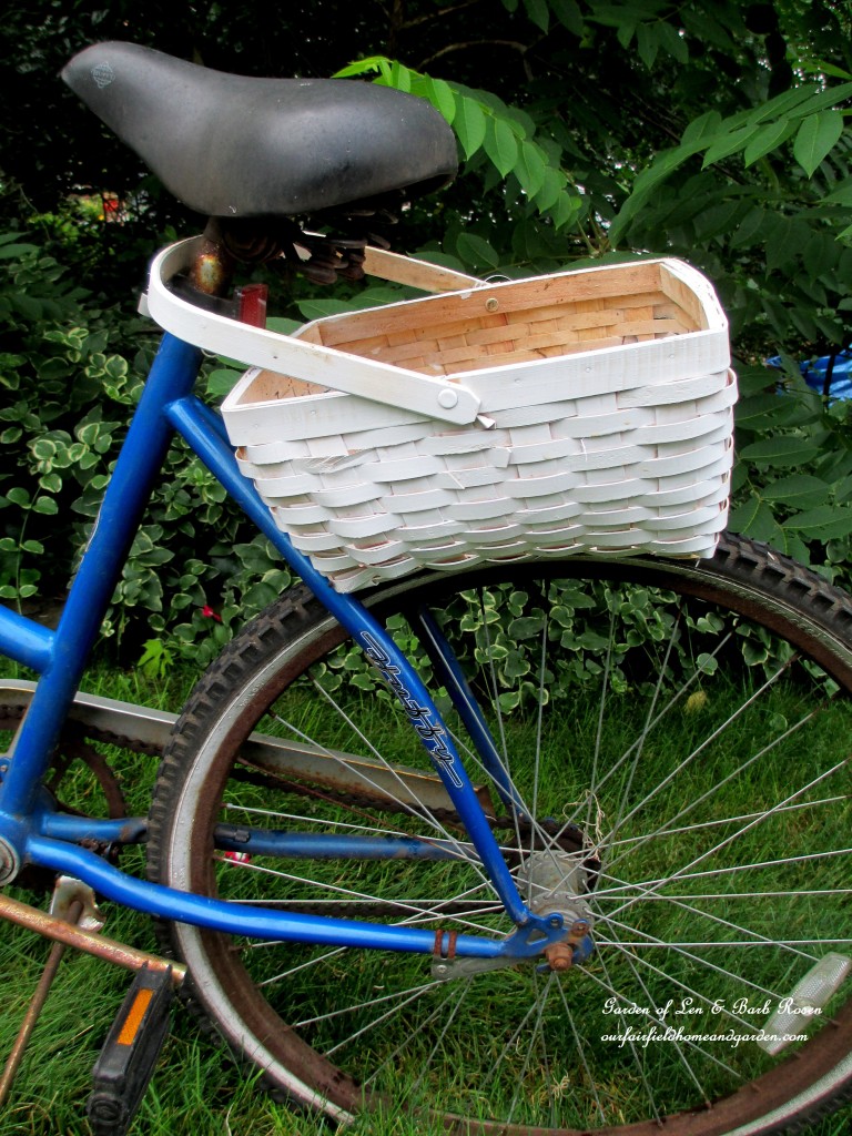 You can put the basket handle over the seat and let it rest on the wheel. https://lolajack.jp.net/diy-project-my-bicycle-planter/