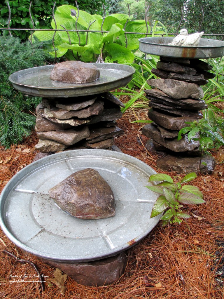 Stacked Stone Birdbaths ~ Our Fairfield Home and Garden