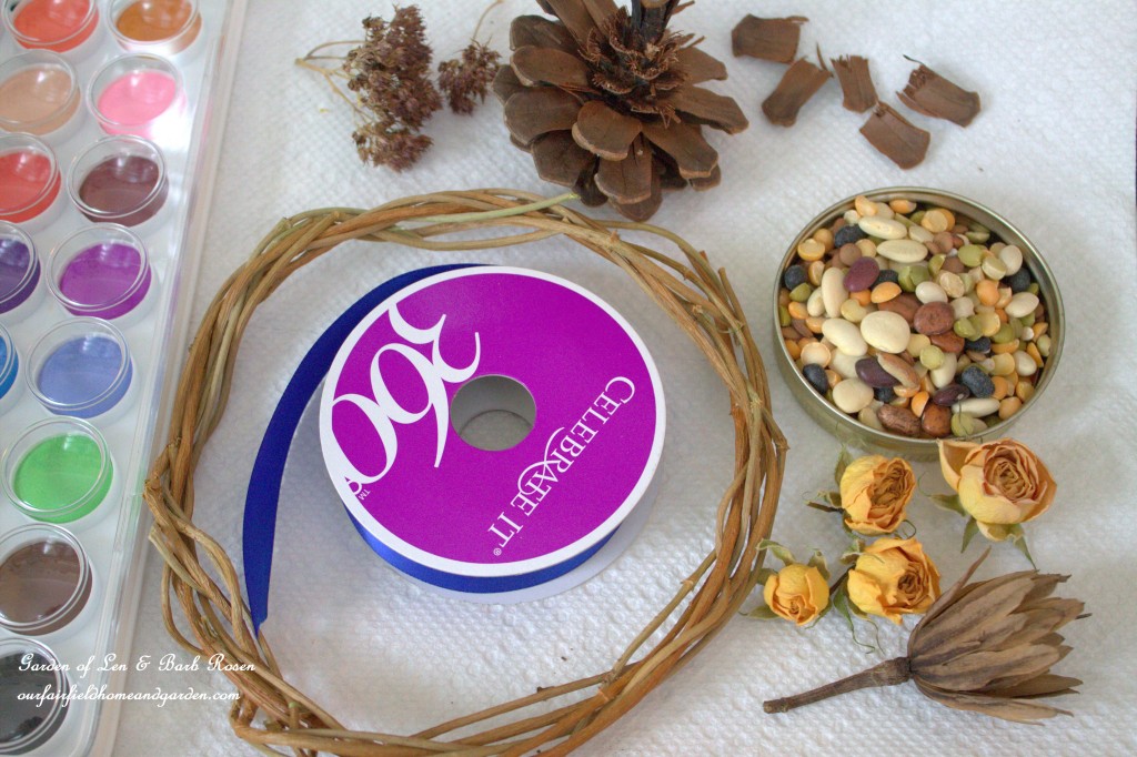 Dried flowers, pinecones, bean soup mix, hot glue, a wreath and ribbon are all you need. Watercolor paints can also be used o add color.https://lolajack.jp.net/diy-spring-wreaths/